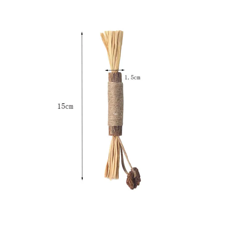 Natural Silver Vine Cat Chew Sticks – Dental Care Chew Toy with Raffia & Catnip Ball, Self-Play Boredom Relief Teaser Wand for Indoor Cats